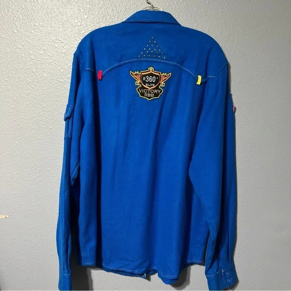 RB ROYAL BLUE Acrylic Fighter Pilot Training Flyboy Blue Long Sleeve Shirt Sz XL - Picture 2 of 11